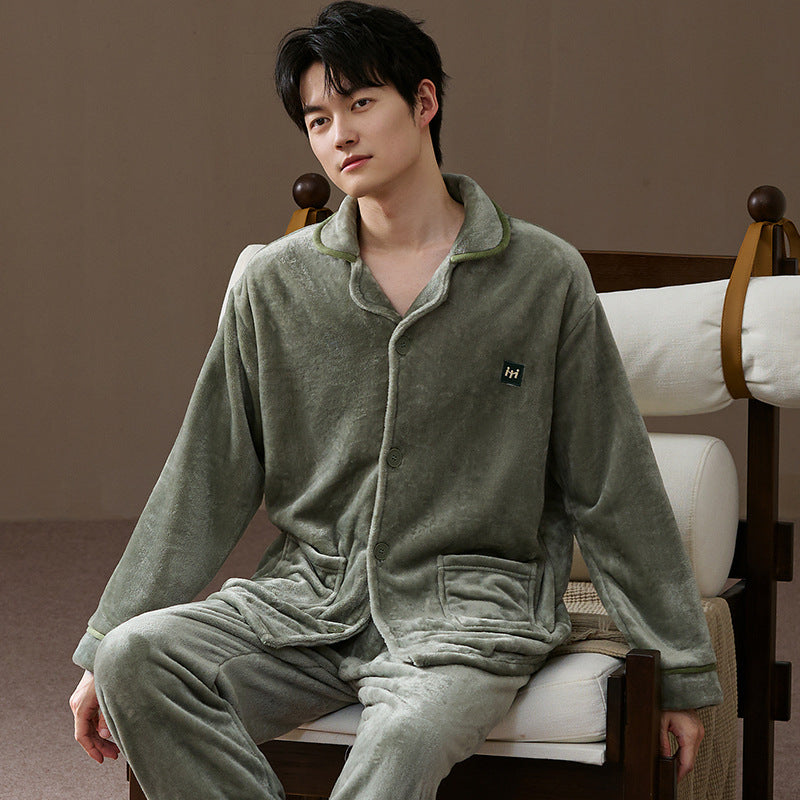 Men’s Winter Flannel Loungewear – Warm Plus Velvet