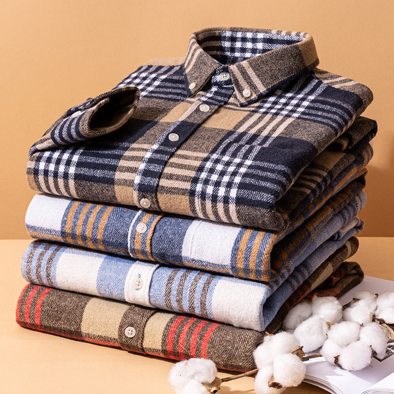 100% Cotton Plaid Casual Mens Shirt 2025