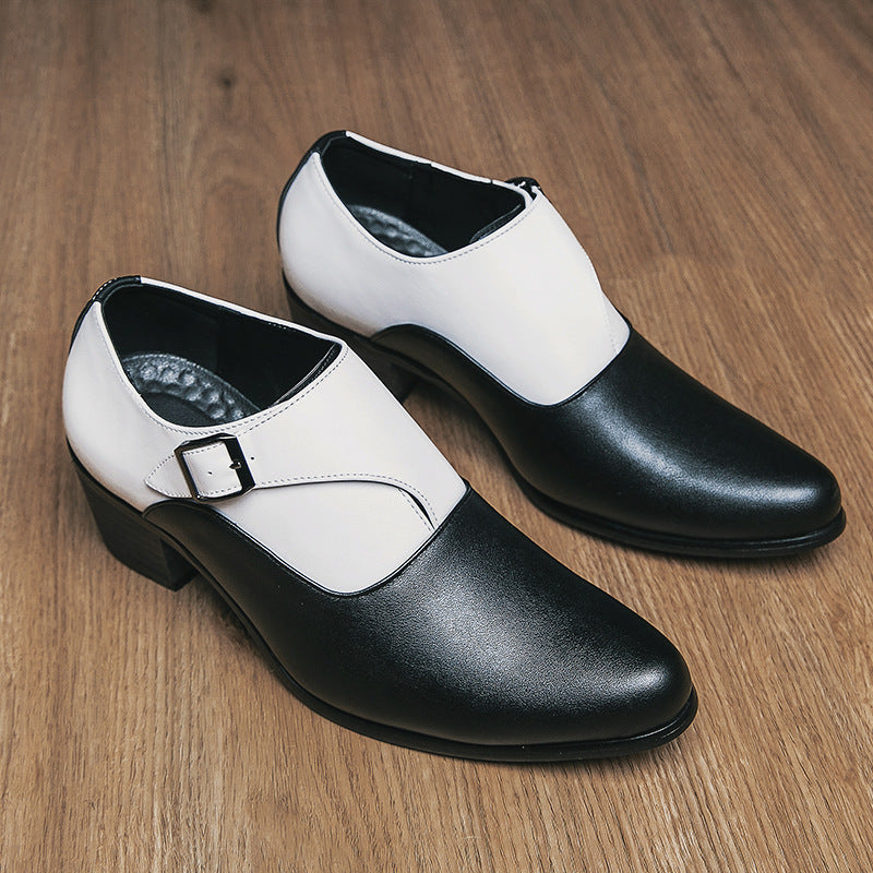 Men’s High-Heeled Leather Shoes Wedding Party Cuban