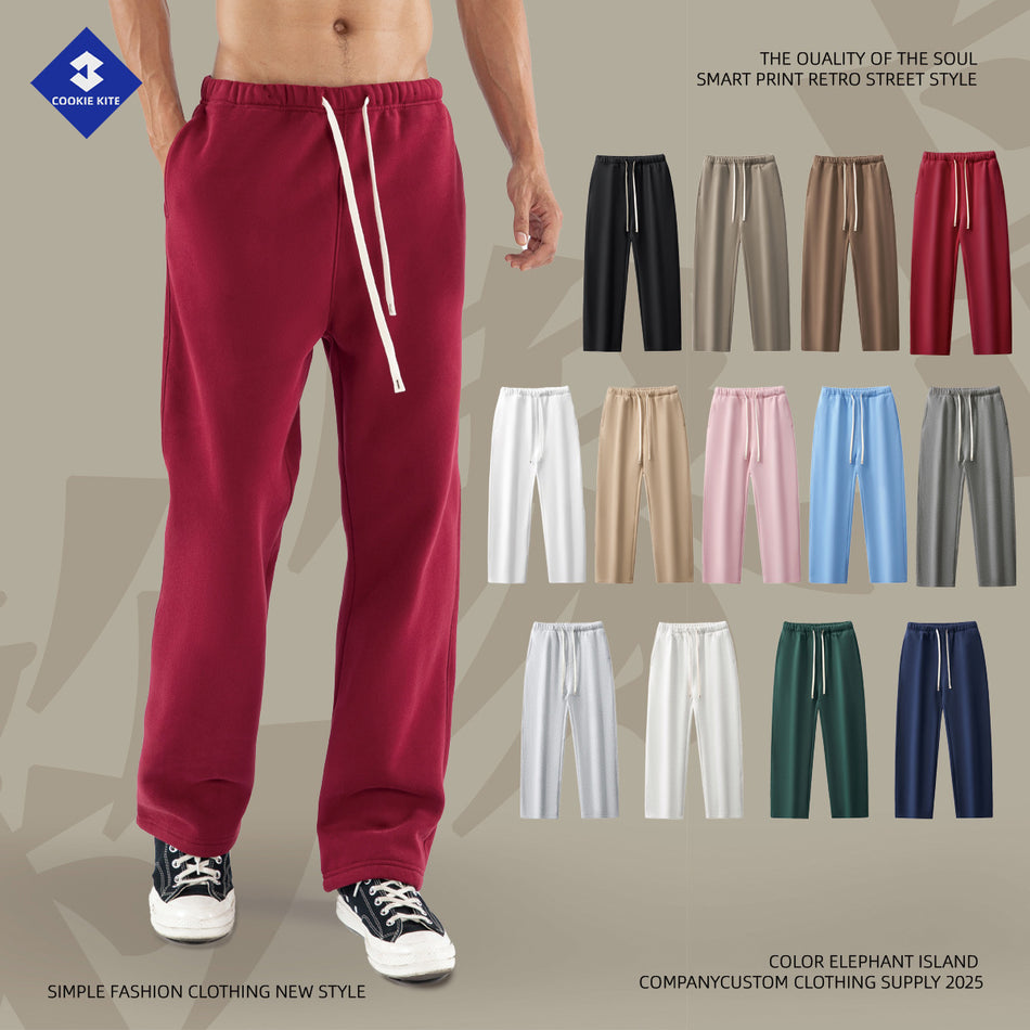 Velvet Straight Sweatpants Men Pure Color 2025