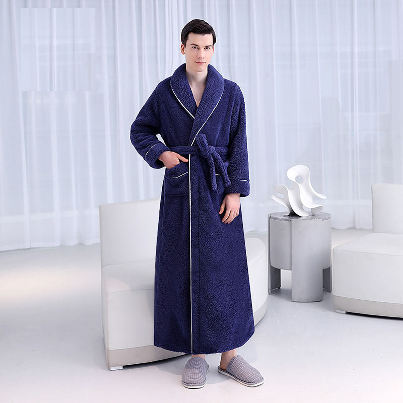 Men’s Thickened Plush Nightgown | Autumn Winter Homewear