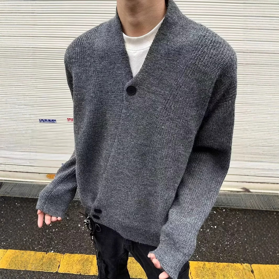 Men’s V-Neck Cardigan Sweater – Old Money Casual Robe Style
