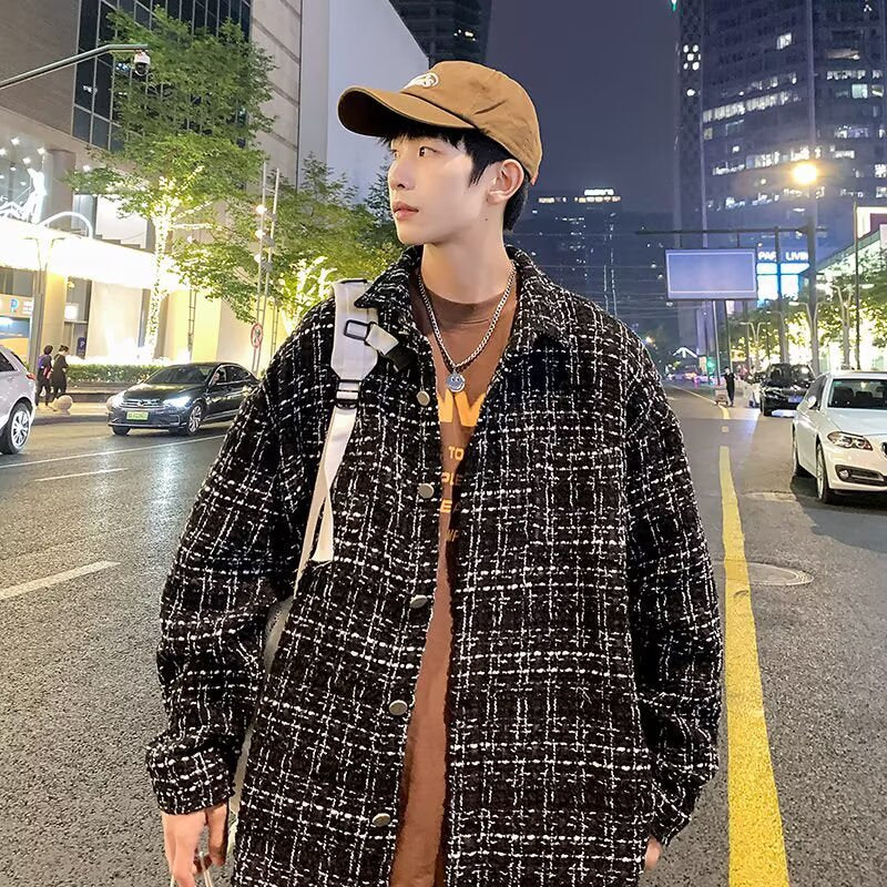 Men’s Houndstooth Overshirt High-End Fashion Jacket