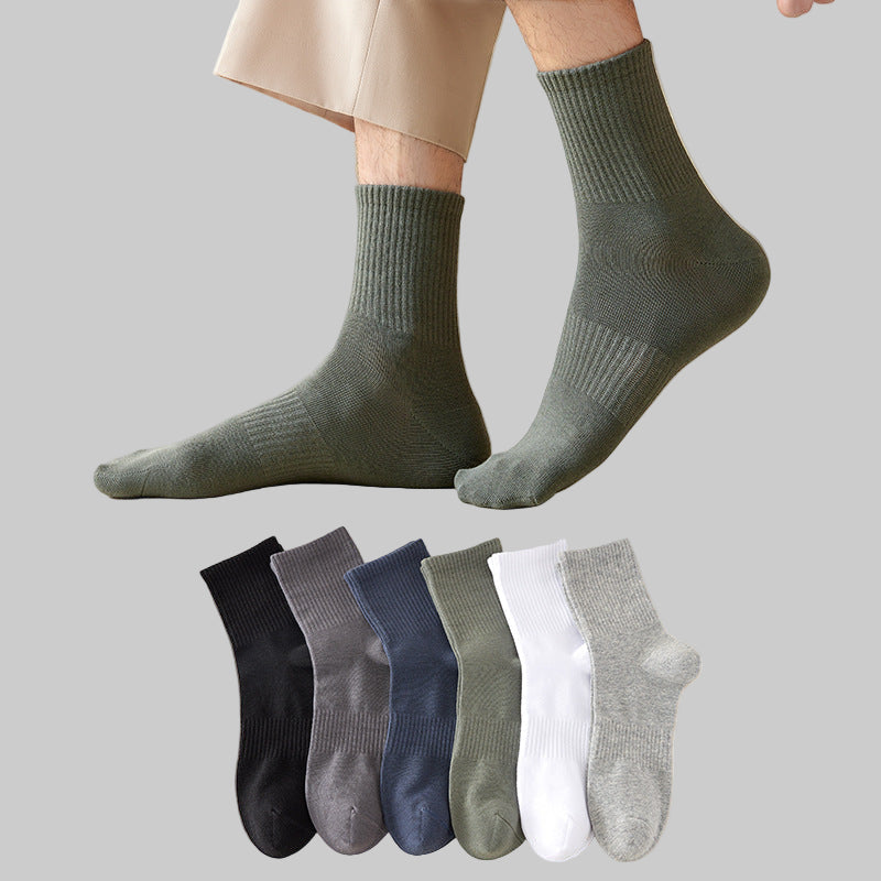 (5 Pack)-Classic Cotton Mens Mid-Calf Socks – Breathable & Durable