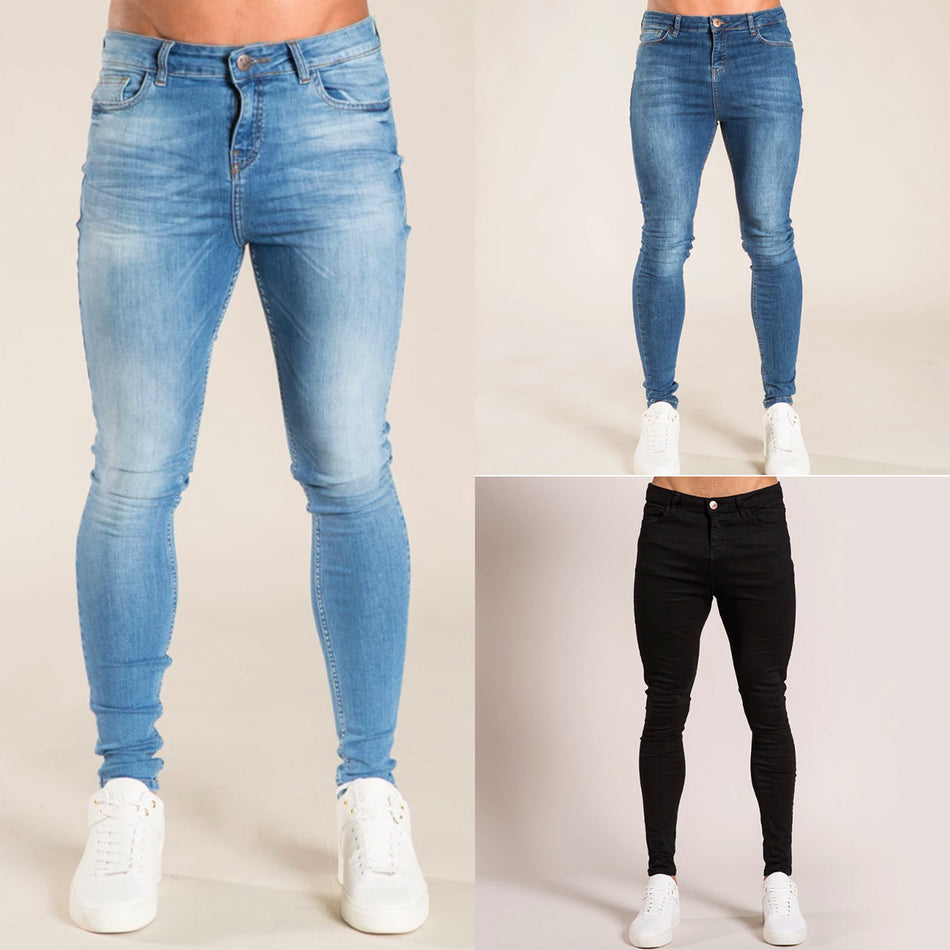 Ripped Slim Jeans European Street Style Men