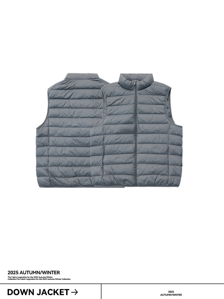 Unisex Winter 90% White Duck Down Ribbed Bread Jacket Vest