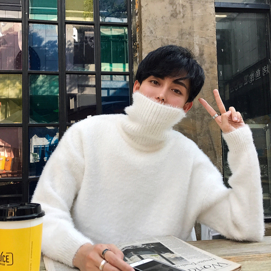 Men’s Faux Mohair Turtleneck Sweater Korean Style 2022