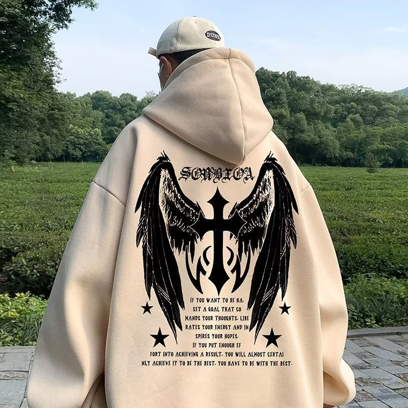 Cross-Wings Hoodie – High Street Loose Casual Style