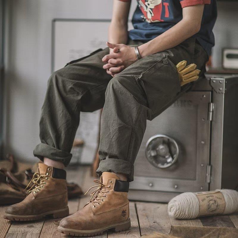 Men’s Japanese-Style Washed Overalls – Loose Multi-Pocket Pants