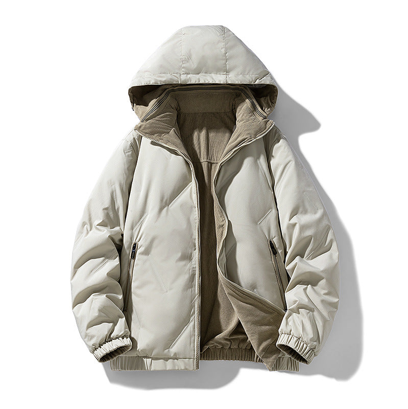 Men’s Reversible Down Jacket – Lightweight Stand Collar Coat