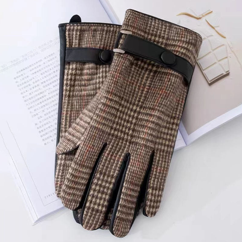 Men’s Jacquard Knit Half Finger Winter Gloves Warm