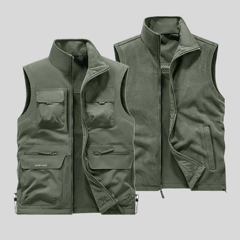 Men’s Double-Sided Plush Vest – Warm Outdoor Polar Fleece Workwear