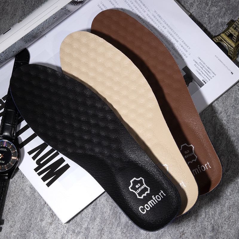 Genuine Leather Sports Insoles Men Sweat Absorb