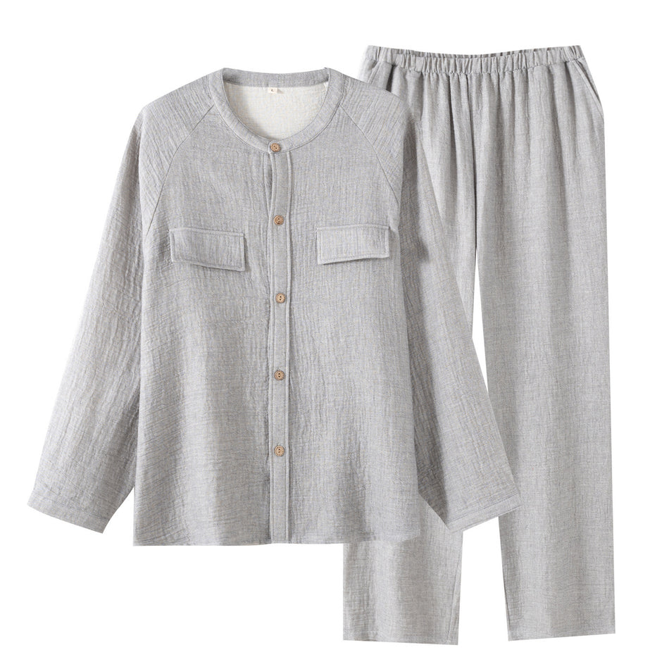 Men’s Cotton Linen Pajamas Loose Japanese Style Set