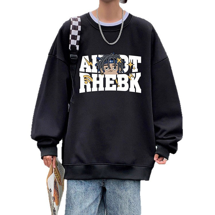 Men’s Loose Round Neck Sweatshirt – Plus Velvet Pullover