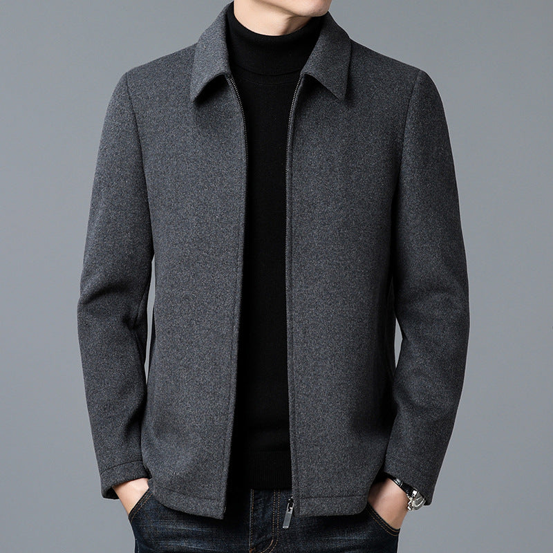 Men’s Woolen Jacket – Casual Lapel Wool Coat for Autumn & Winter