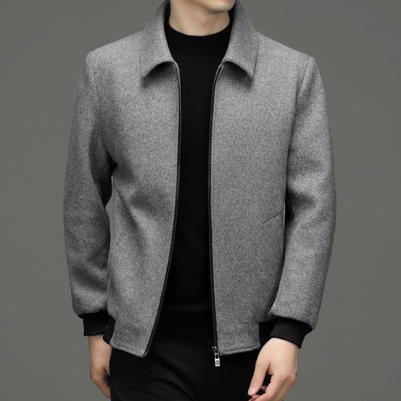 Men’s Light Luxury Wool Coat – High-End Business Casual Lapel Jacket
