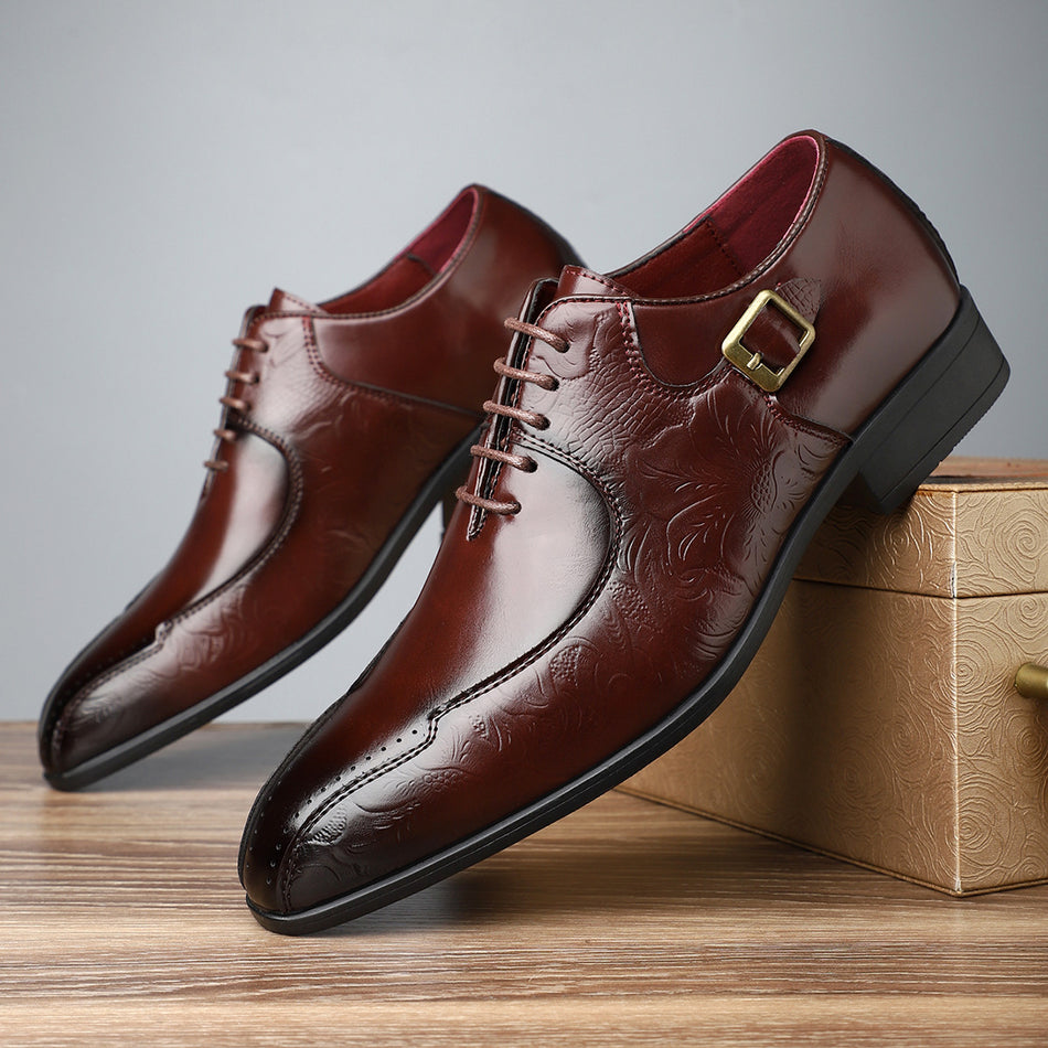 Men’s Pointed Toe Leather Shoes Business Casual Slip-On