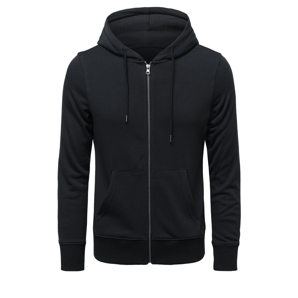 300g Hooded Terry Knitted Zipper Sweatshirt Autumn Winter
