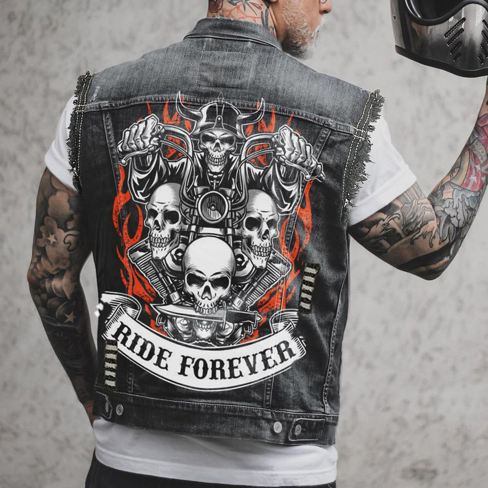 Men’s Black Denim Vest – Slim Fit Casual Waistcoat Jacket